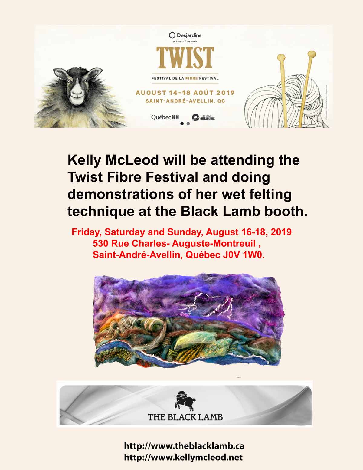 Kelly's Twist Fibre Festival 2019 poster
